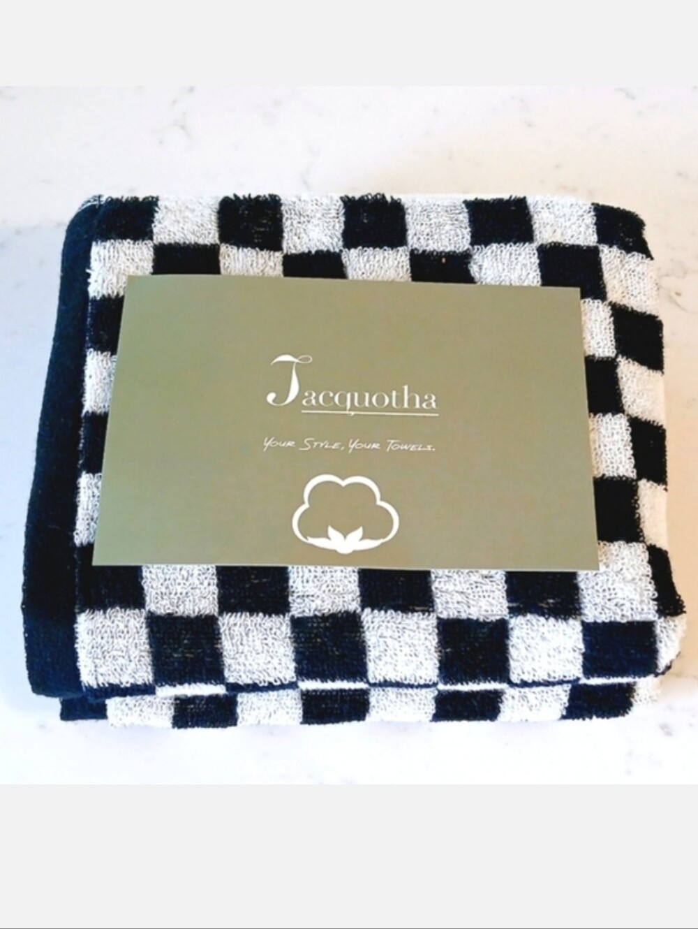 Brand New Black & White Checkered Cotton Hand Towel for Kitchen or Bathroom